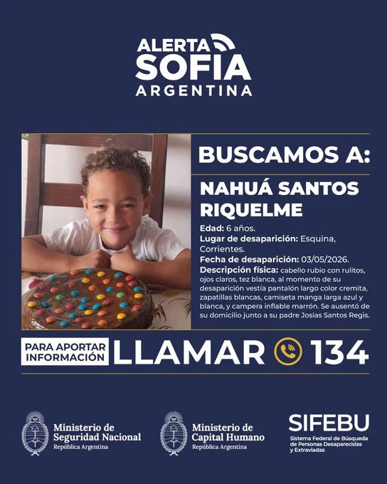 Activaron el Alerta Sofía: cuándo y dónde fue visto por última vez el nene de 6 años que desapareció en Corrientes