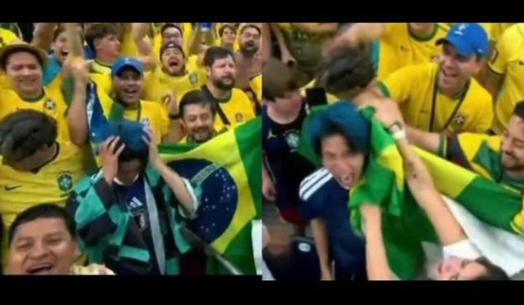 La bronca del hincha japonés que terminó en medio del festejo brasileño y fue captado por la transmisión
