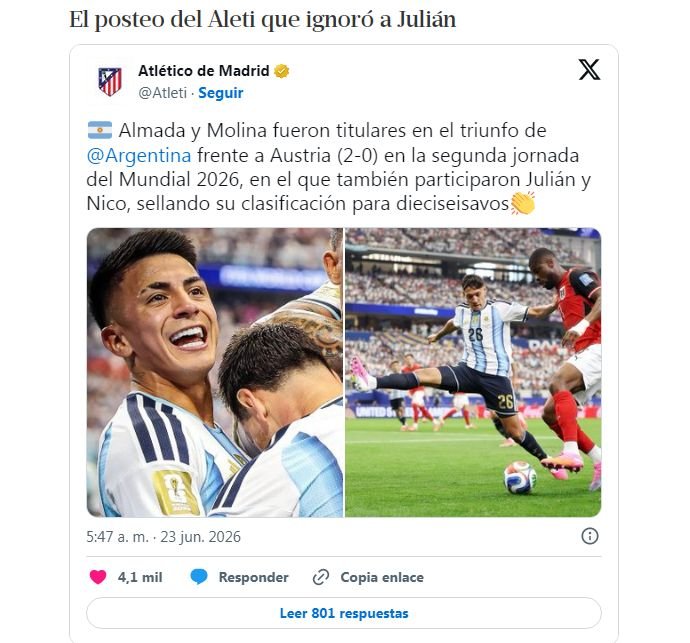 Julían Alvarez rompió el silencio, dijo que se quiere ir del Atlético Madrid y desató la furia de los hinchas