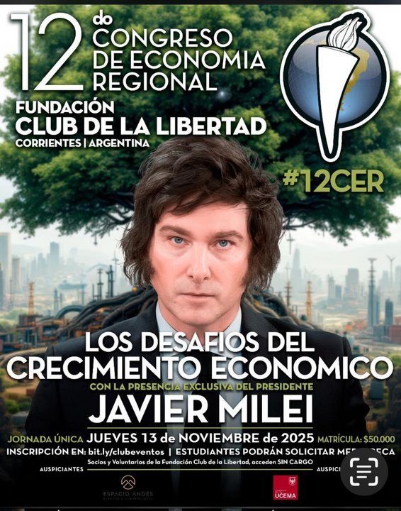 Javier Milei visitará Corrientes para participar del Congreso de Economía del Club de la Libertad