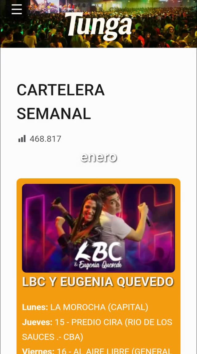 Ya está disponible nuestra cartelera visitarla en tunga.com.ar o cuartetoenlaweb.com.ar ... Pronto novedades...
