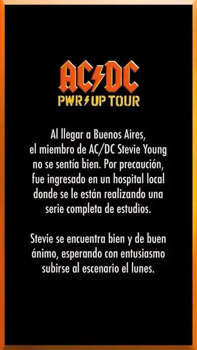 Stevie Young, guitarrista de AC/DC, fue hospitalizado de urgencia en Buenos Aires