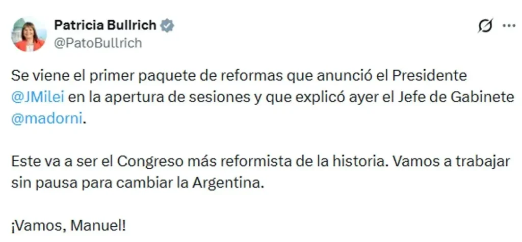 Bullrich se reunió con Adorni y ratificó la presentación de un nuevo paquete de leyes ante el Congreso