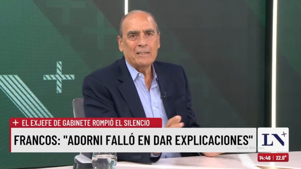 Guillermo Francos: “Adorni falló al dar las explicaciones y hay motivos por los cuales Milei y Karina lo apoyan”
