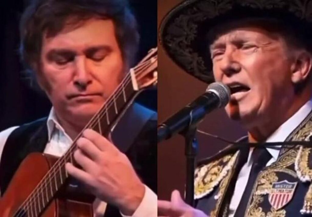 Vergüenza ajena: Milei difundió un bizarro video con IA junto a Donald Trump en versión mariachis