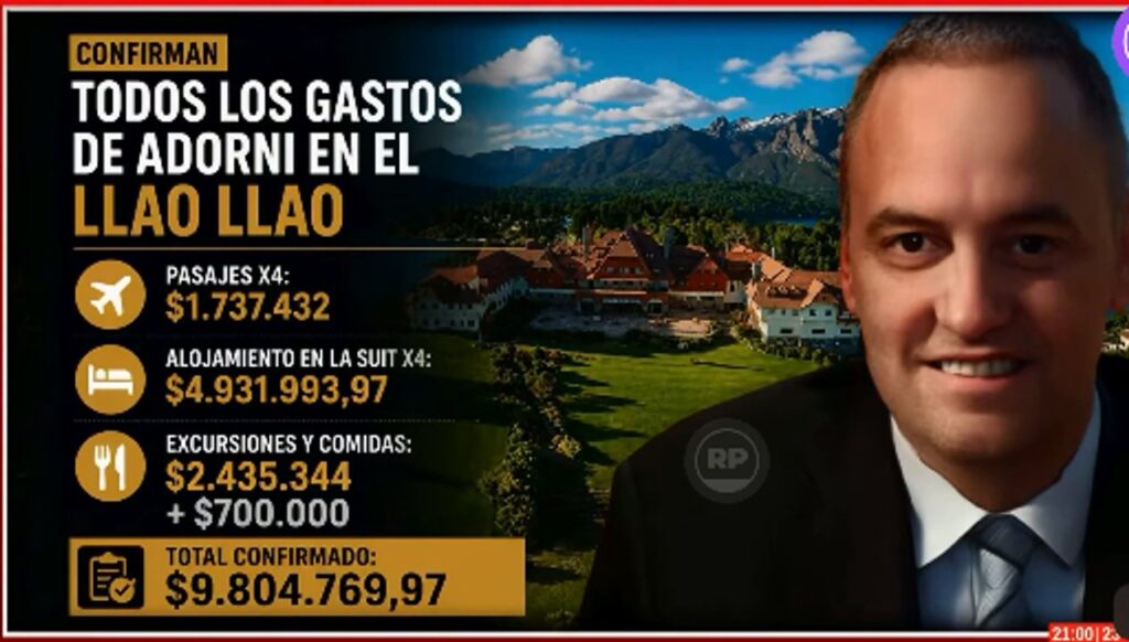 El exorbitante gasto de Adorni en los días que estuvo en el exclusivo hotel Llao Llao