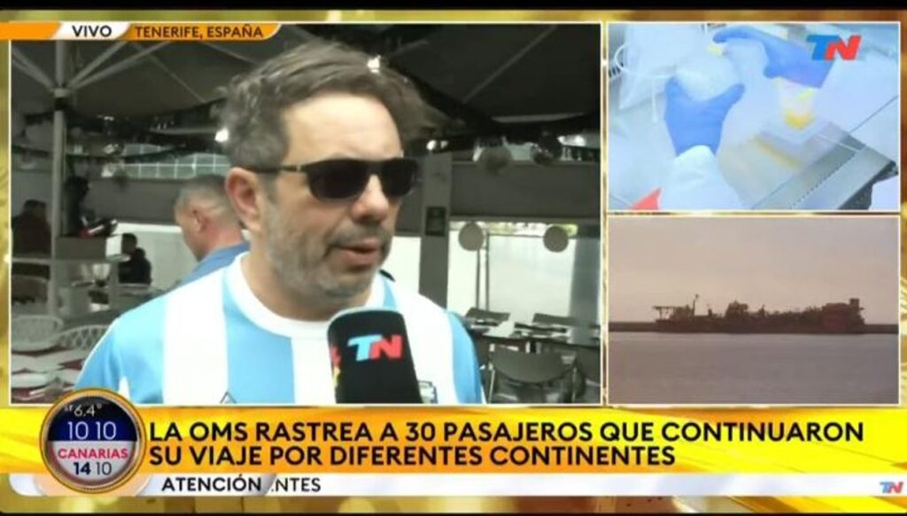 Imperdible móvil de TN en Tenerife: un maradoniano se puso a insultar a Milei en plena cobertura