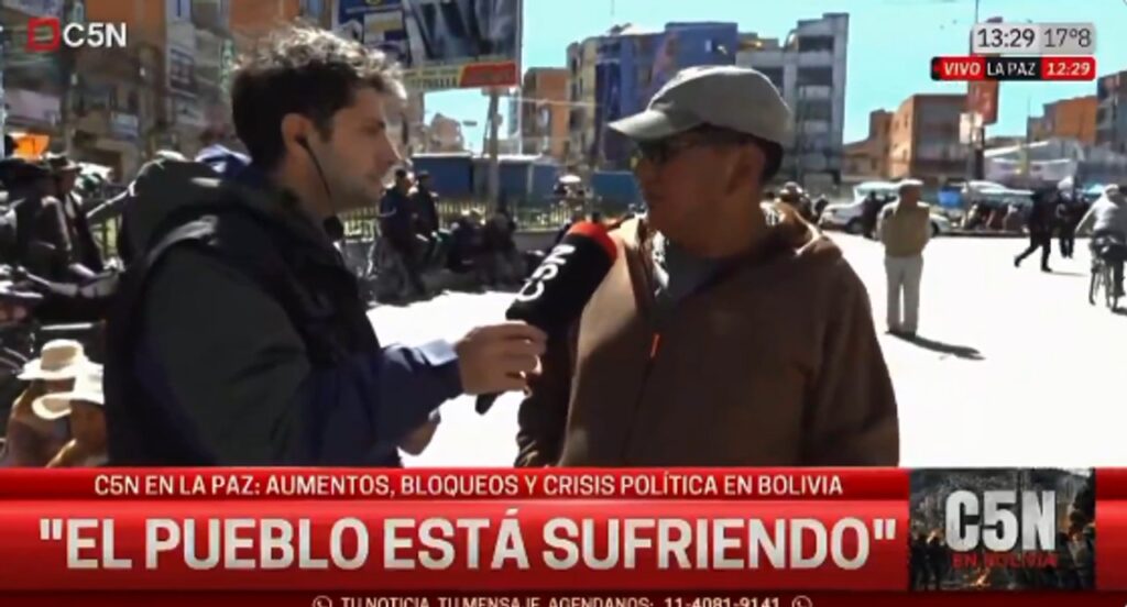 Manifestante boliviano al presidente: “Esto no es Perú o Argentina que lo van a aguantar. Que renuncie”
