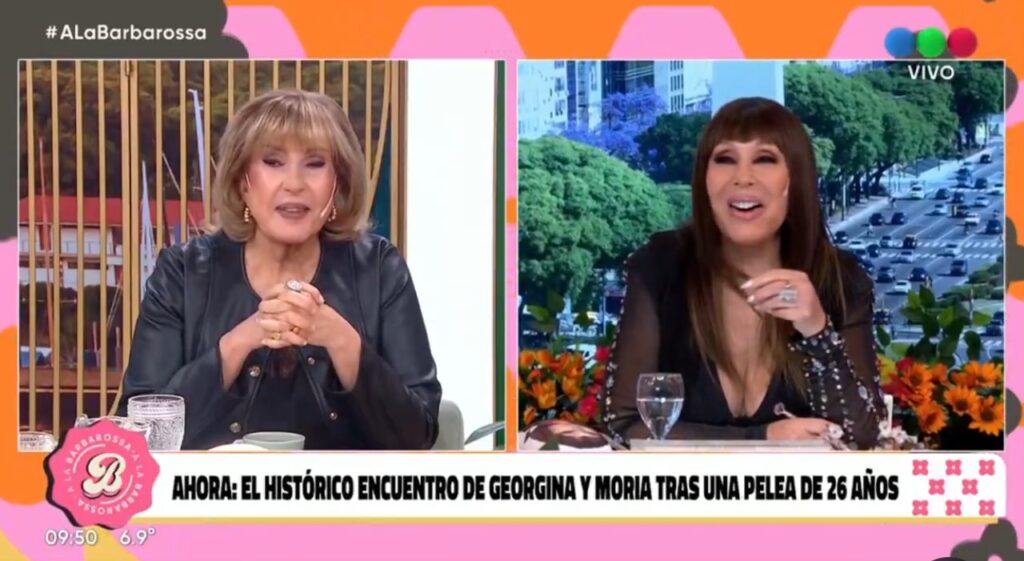 El histórico reencuentro de Moria Casán y Georgina Barbarossa a través de la pantalla de dos canales a la vez