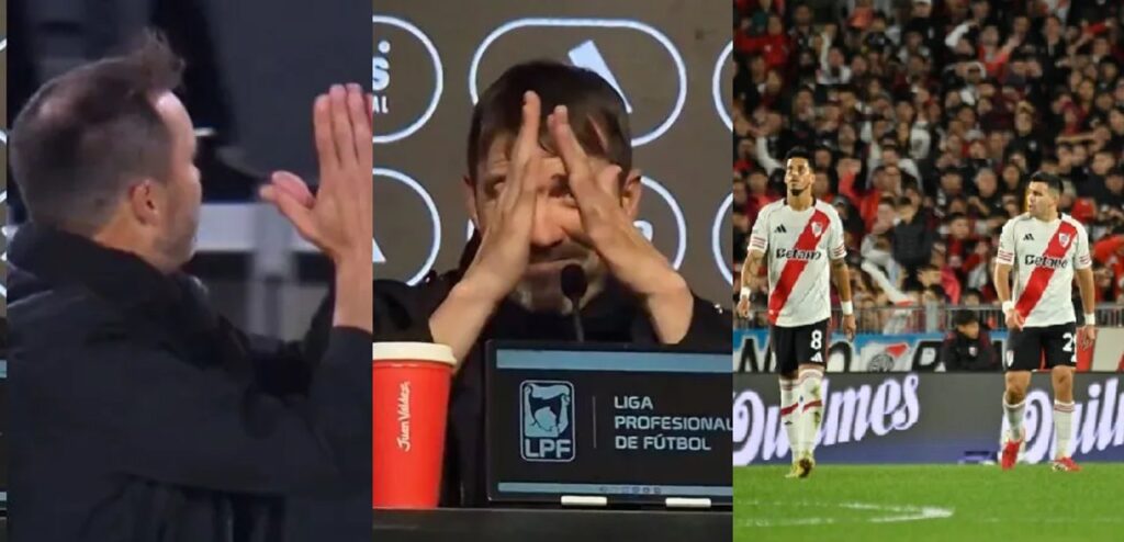 Los extraños gestos de Coudet durante la derrota de River por los que los hinchas reaccionaron