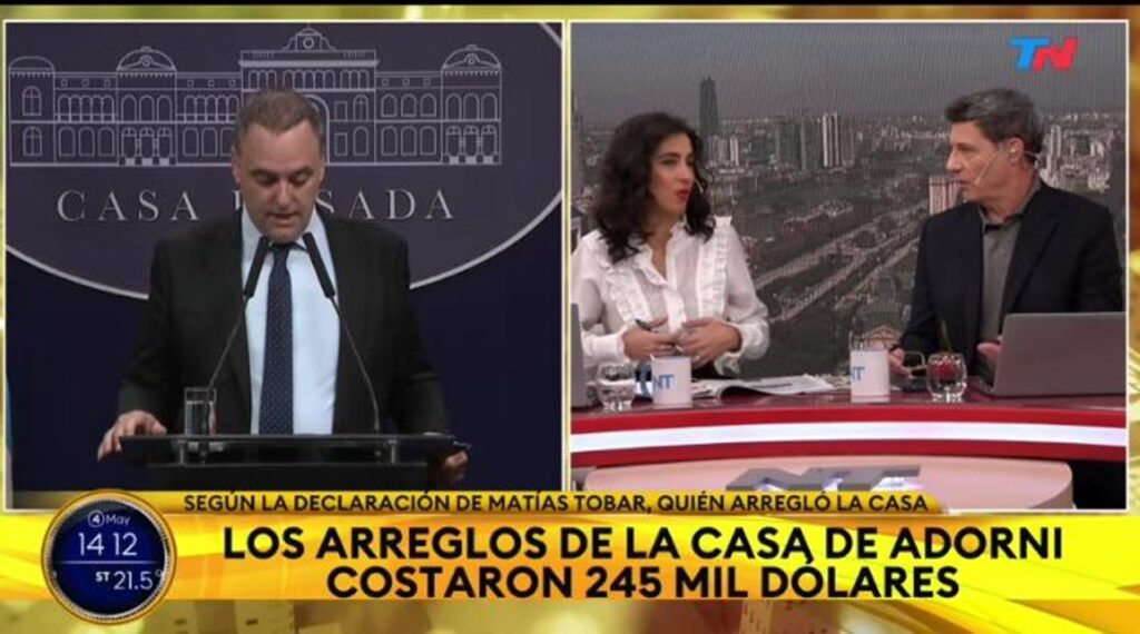 Adorni, hasta las manos: declaró el contratista y en TN lo hundieron por el escandaloso pago de “245 mil dólares en efectivo y sin facturas”