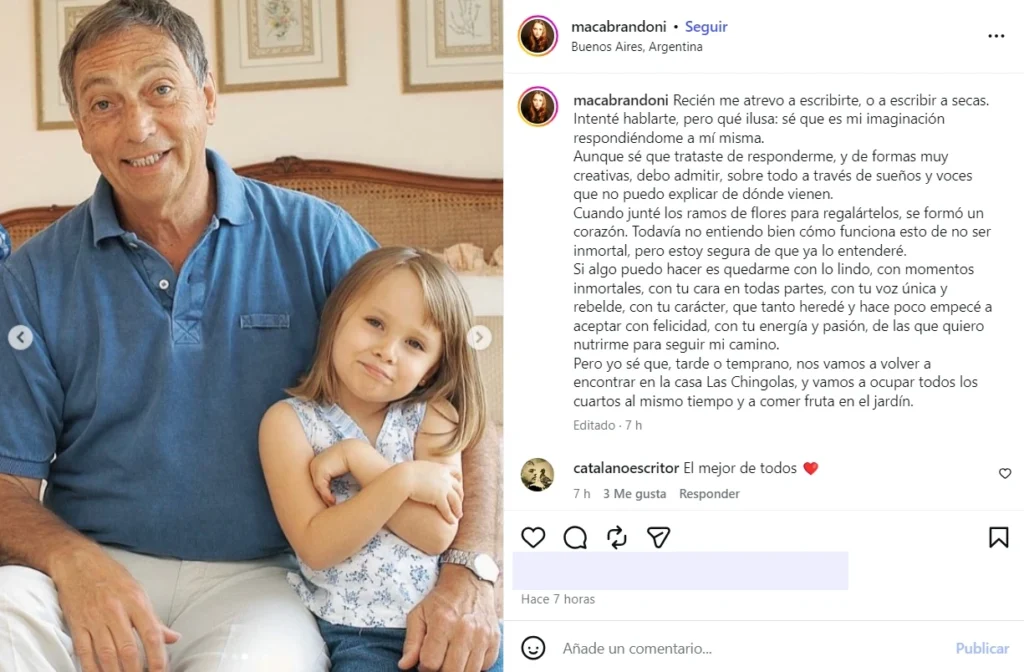 La conmovedora carta abierta de la nieta de Luis Brandoni, a casi dos semanas de la muerte: “Recién me atrevo a escribirte”