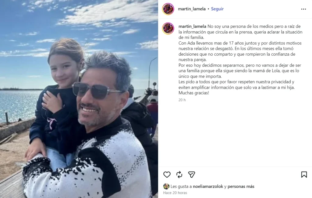 “Tomó decisiones que no comparto”: el duro comunicado de Martín Lamela que confirmó su separación de Adabel Guerrero