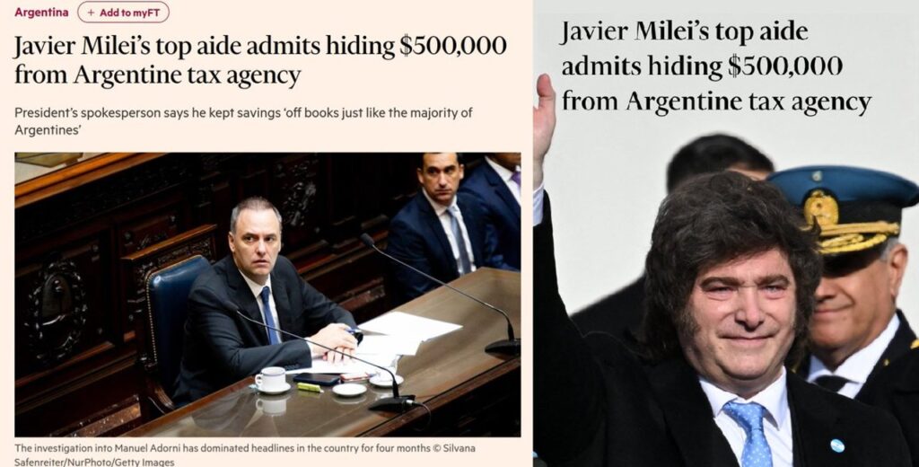 “Fenónmeno barrial”: el artículo de Financial Times por la corrupción de Adorni que salpica a Milei