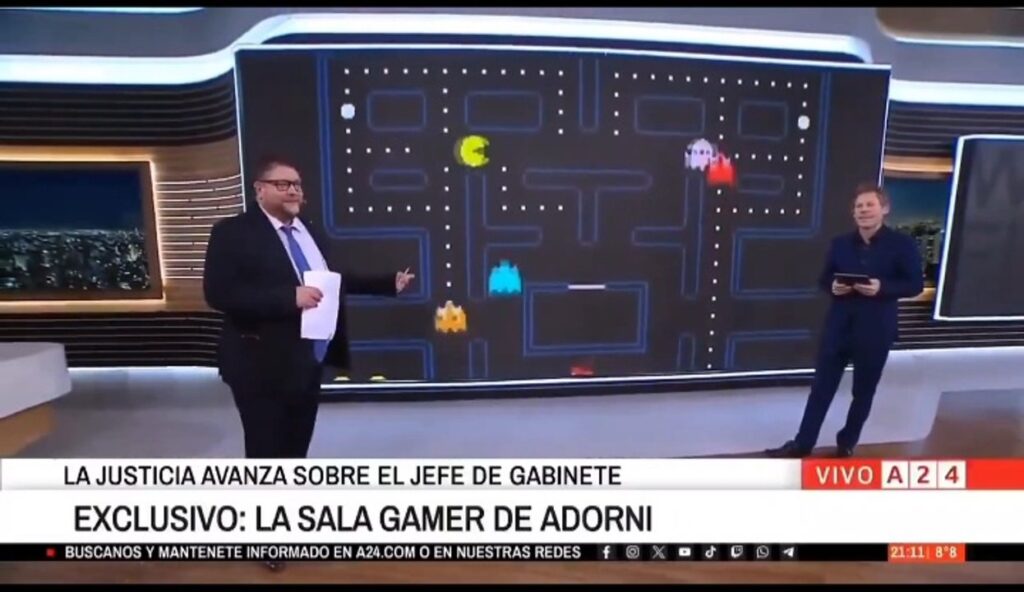 Filtran imágenes del escandaloso bunker gamer Adorni: Wiñaski lo fulminó por el flipper de 8 mil dólares y la máquina de video para jugar al Pac-Man