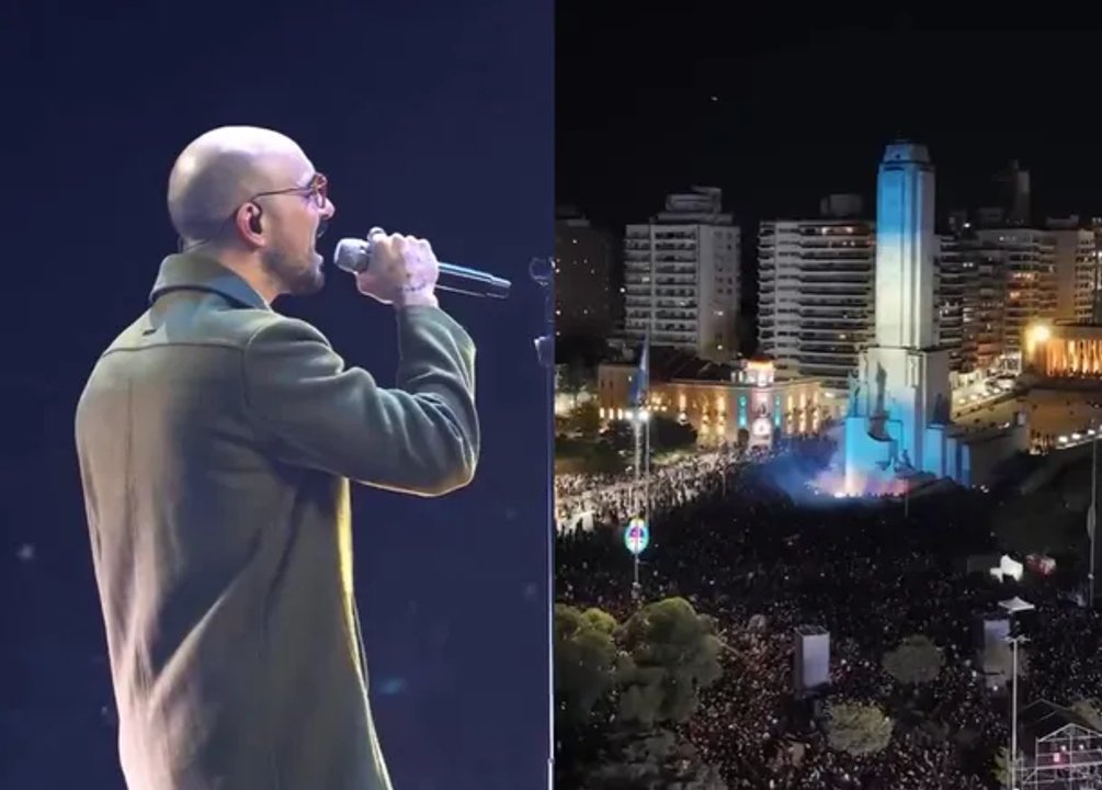 Abel Pintos volvió a homenajear al Indio Solari cantando ‘Ji ji ji‘ en el Monumento a la Bandera de Rosario