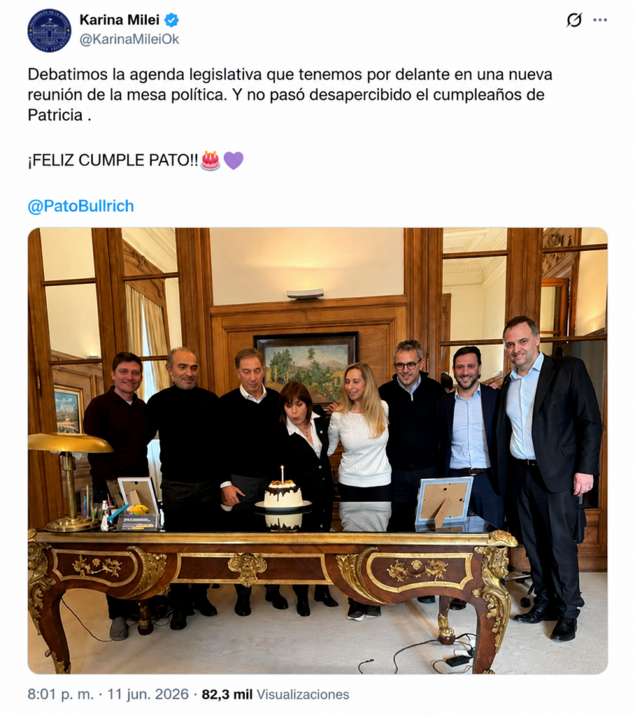 Karina Milei saludó a Bullrich por su cumpleaños y mostró una foto de unidad tras las críticas a Adorni
